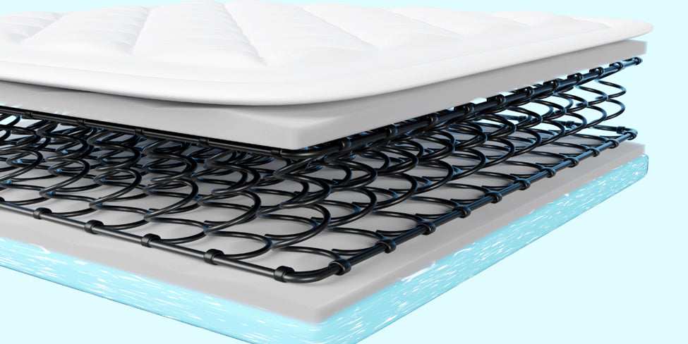 3d render of the layers of a hybrid mattress